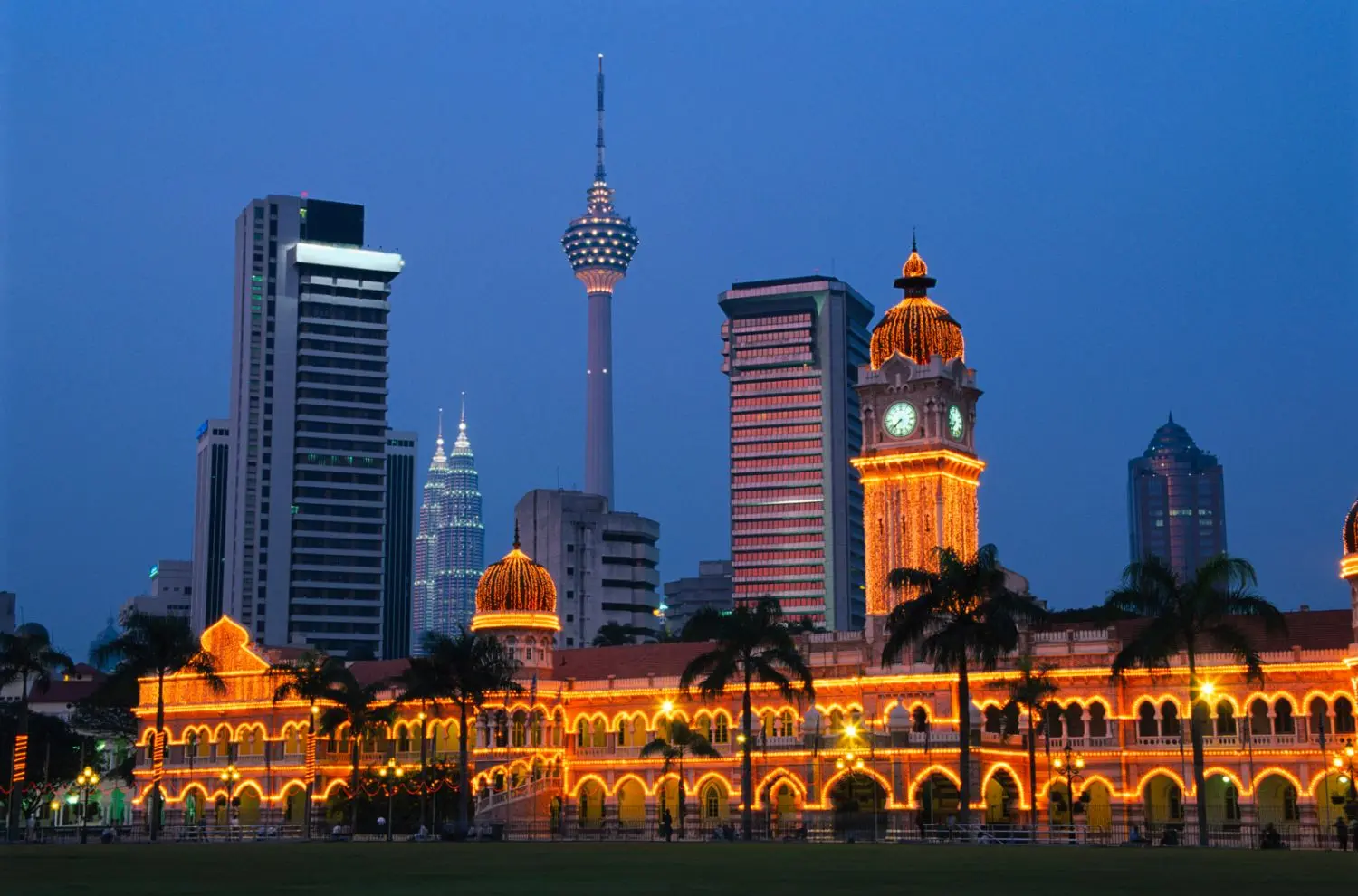 Image of city at night in Malaysia