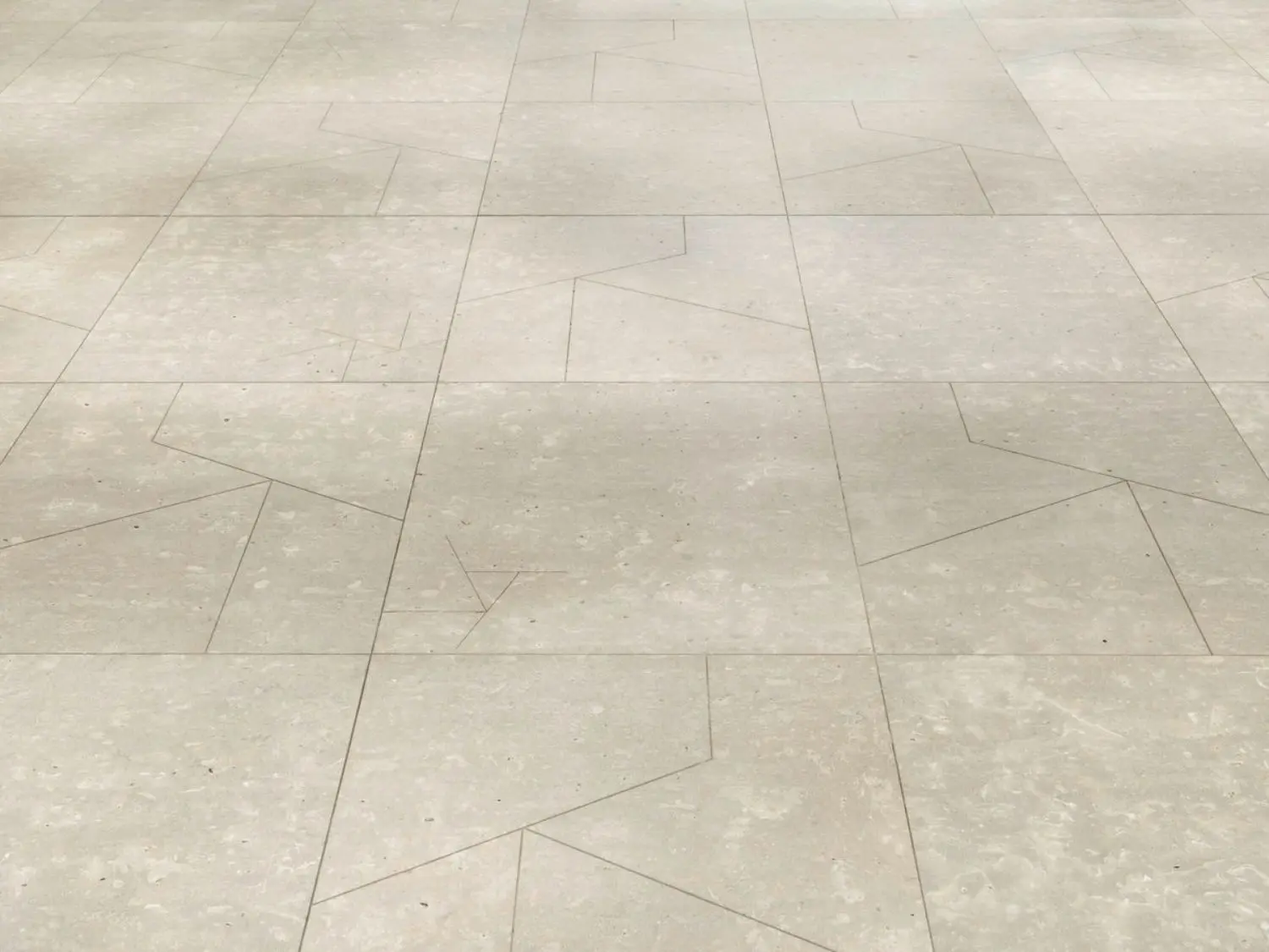 The artistic landscape begins with the geometrical pattern of the stone floor.