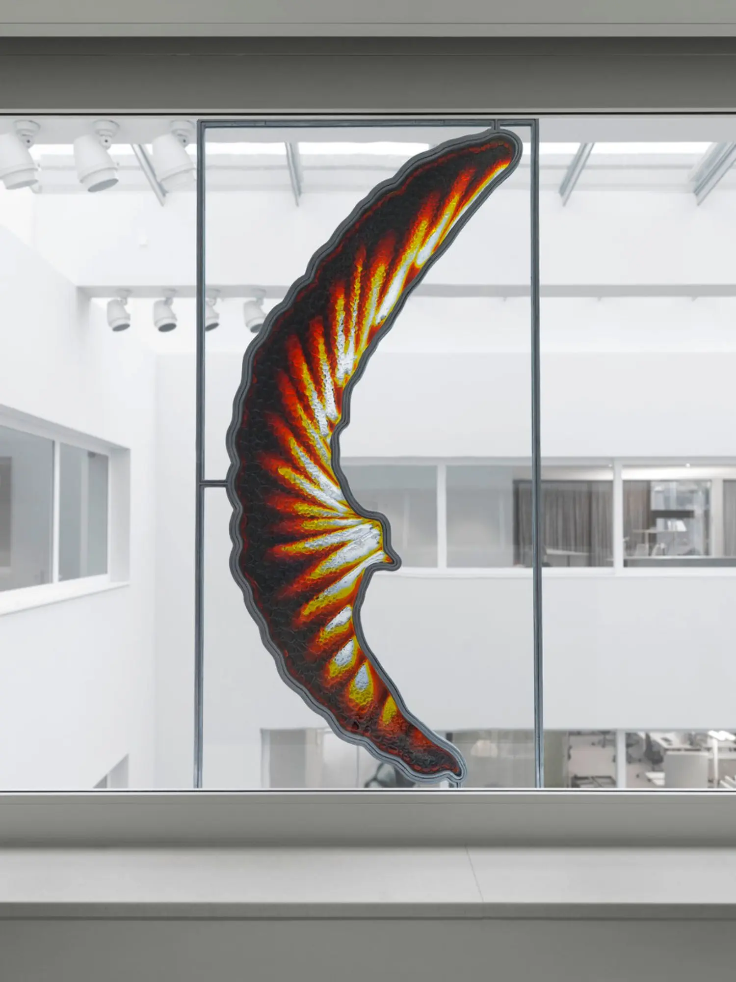 Six of Brätsch's brushstrokes were translated into glass and hugely enlarged to life-size.