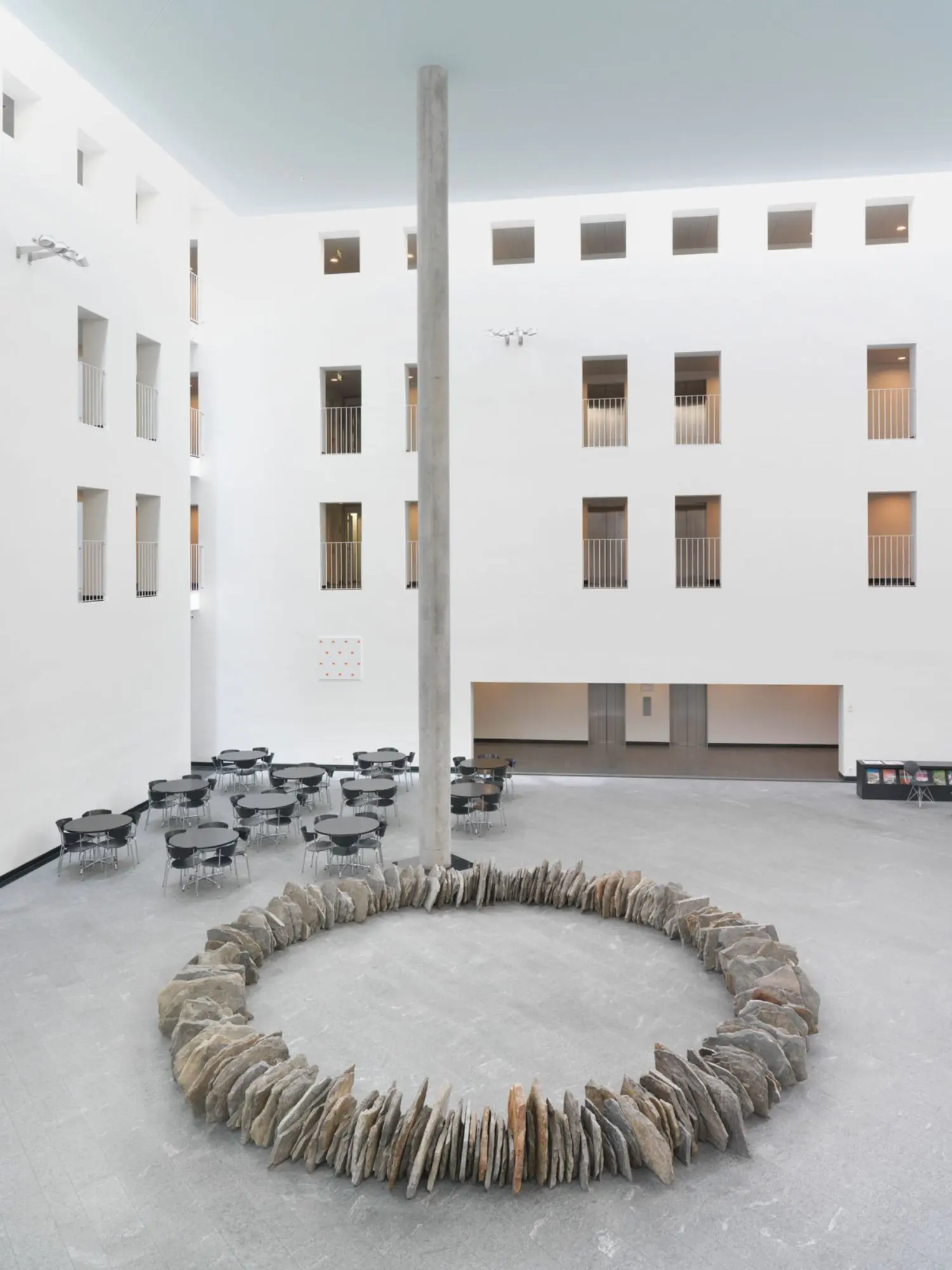 Some works, like this sculpture, find their way into the man-made environment.