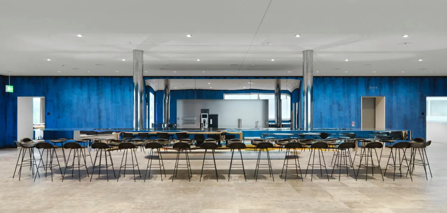 In collaboration with architect Norbert Steiner he's also designed the stainless steel coffee bar.