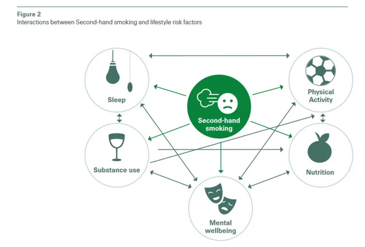 Interactions between Second-hand smoking and lifestyle risk factors.