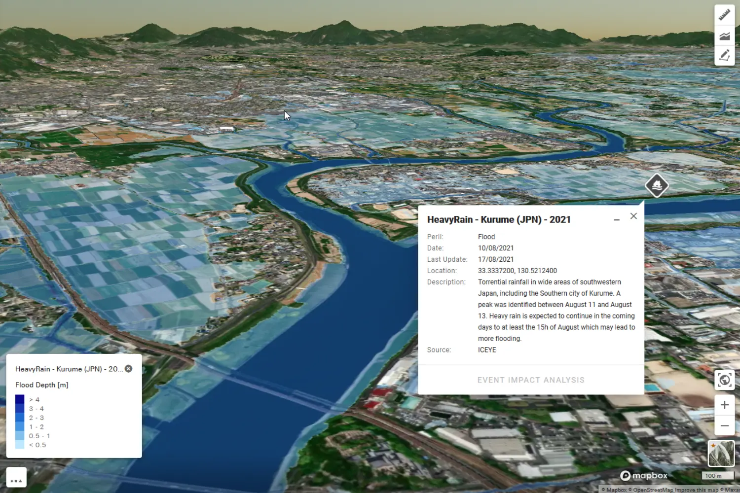 Source: Swiss Re's CatNet®, flood footprints: ICEYE