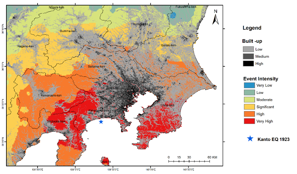 Map of earthquake in Tokyo.